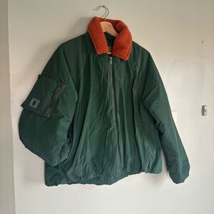 Free People Movement Green Jacket with removable Orange Collar